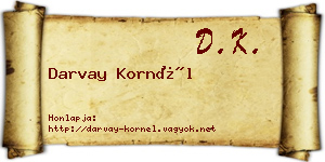 Darvay Kornél névjegykártya